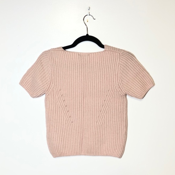 TOPSHOP Knitted Short Sleeve Ribbed Top Size 4 - Picture 3 of 6